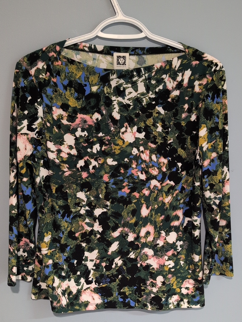 Anne Klein Women's Multi-Color Floral Print 3/4 Long Sleeve Top